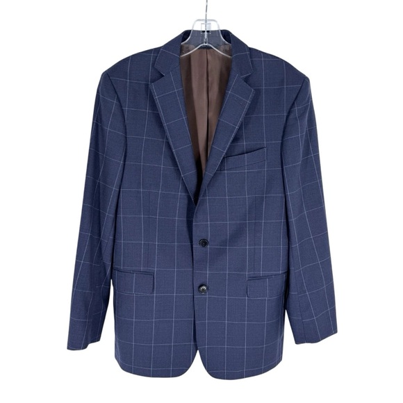 Brooks Brothers Blazer Mens Size 38S Blue Windowpane Plaid Wool Italian Fabric - Picture 12 of 12